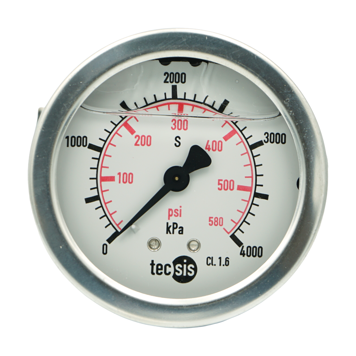 P1453 63mm Rear-Entry Pressure Gauge: Brass Internals, 1/4" BSPT or G1/4" BSPP