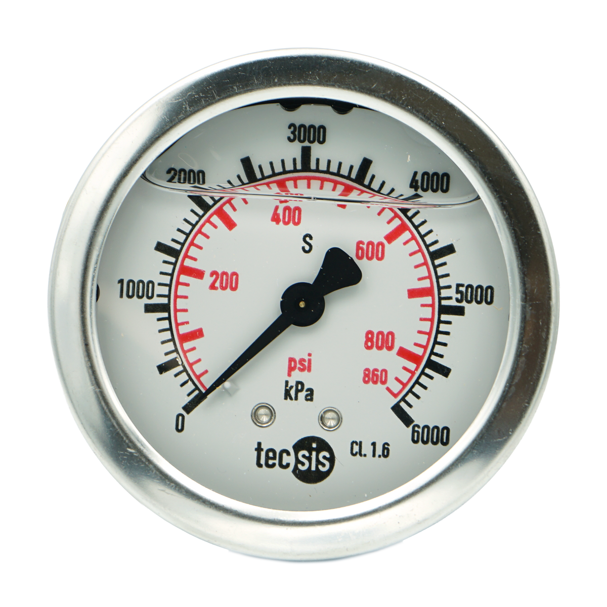 P1453 63mm Rear-Entry Pressure Gauge: Brass Internals, 1/4" BSPT or G1/4" BSPP