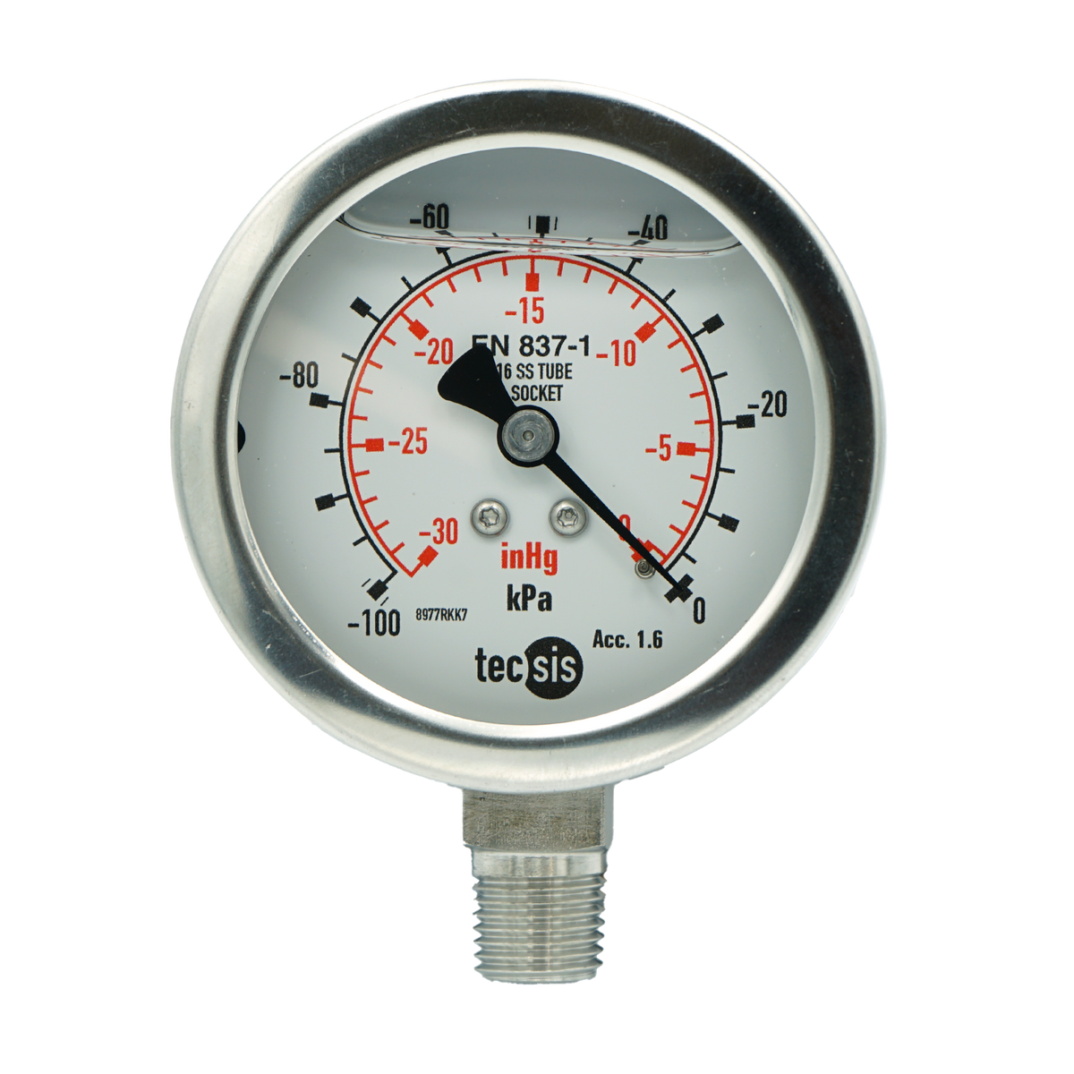 P2032 63mm Bottom-Entry Pressure Gauge: All Stainless Steel, 1/4" BSPT