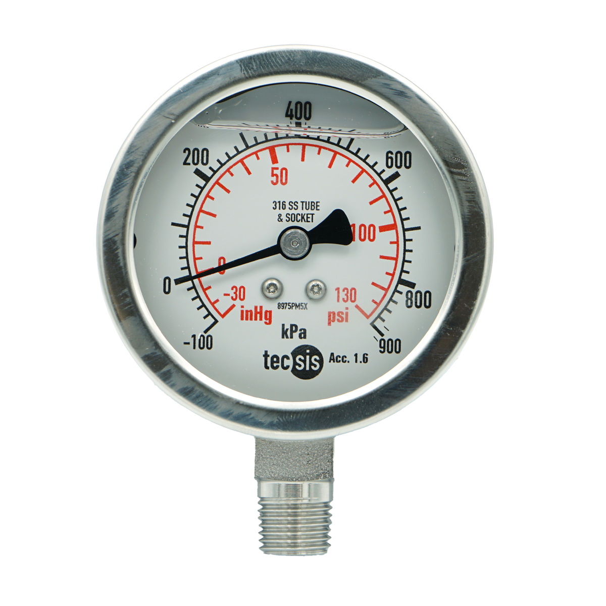 P2032 63mm Bottom-Entry Pressure Gauge: All Stainless Steel, 1/4" BSPT