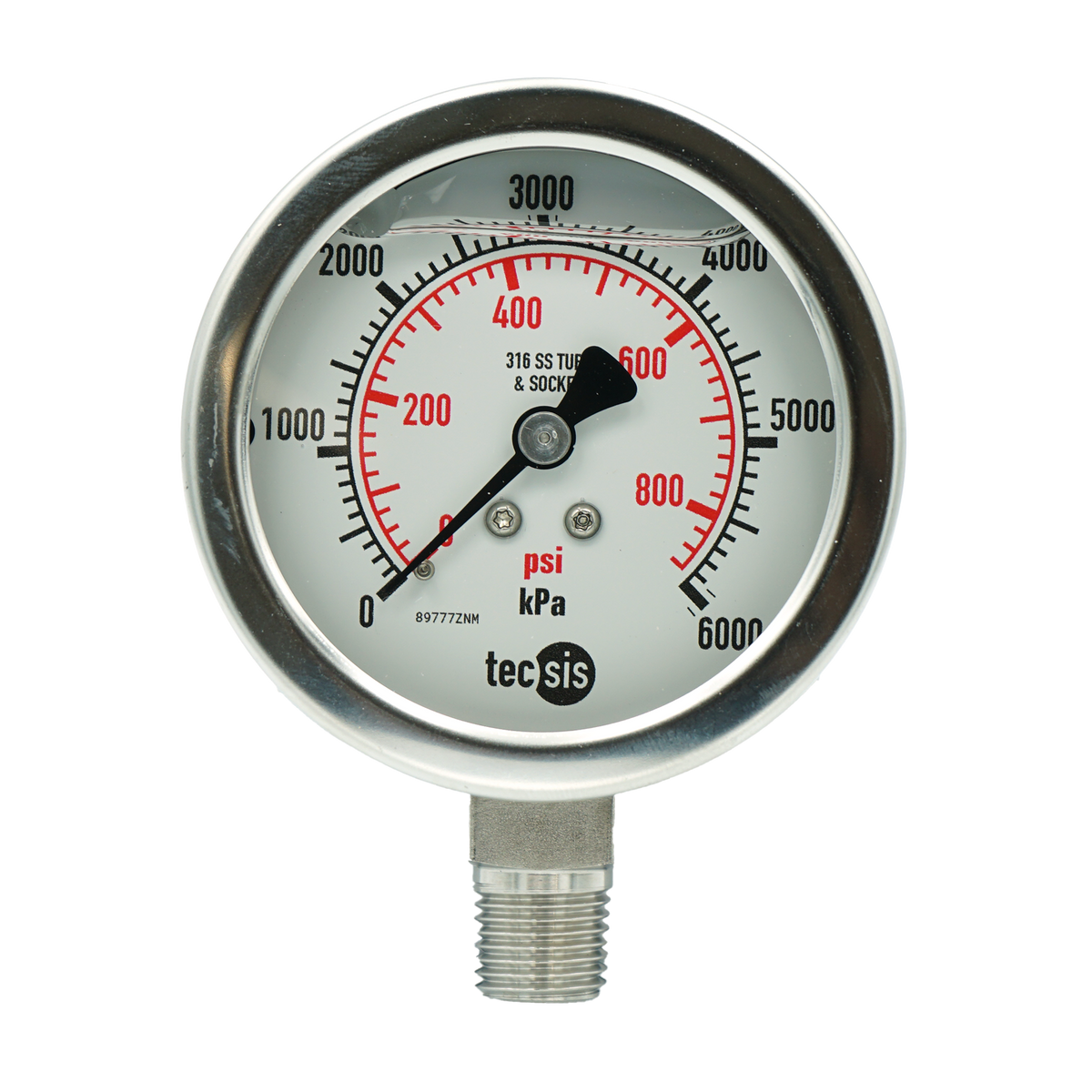 P2032 63mm Bottom-Entry Pressure Gauge: All Stainless Steel, 1/4" BSPT