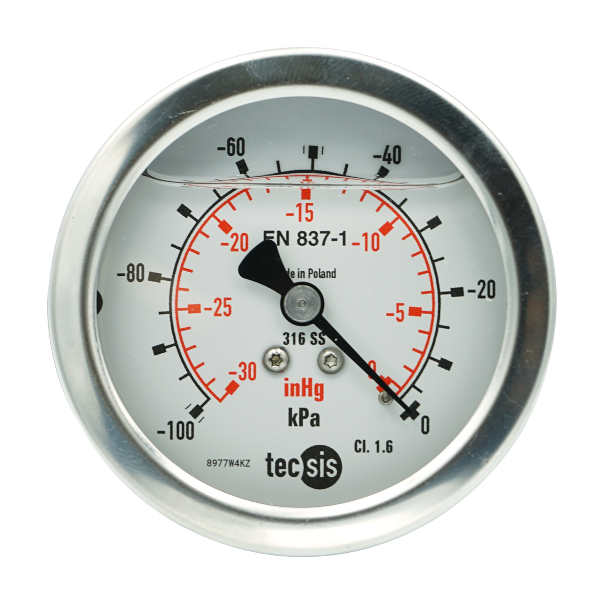 P2033 63mm Rear-Entry Pressure Gauge: All Stainless Steel, 1/4" BSPT