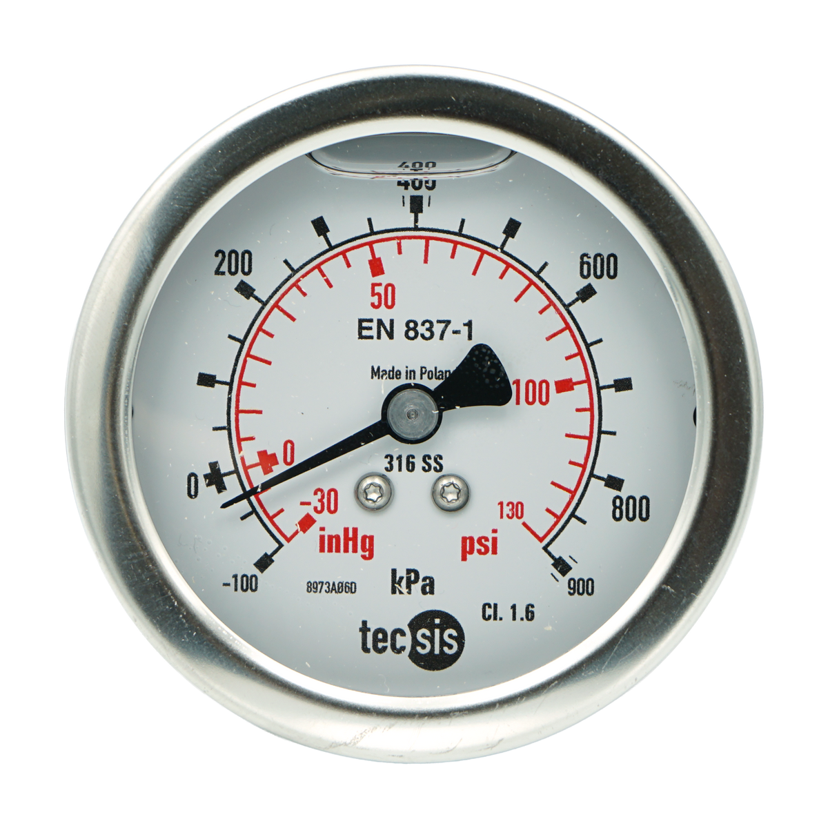 P2033 63mm Rear-Entry Pressure Gauge: All Stainless Steel, 1/4" BSPT