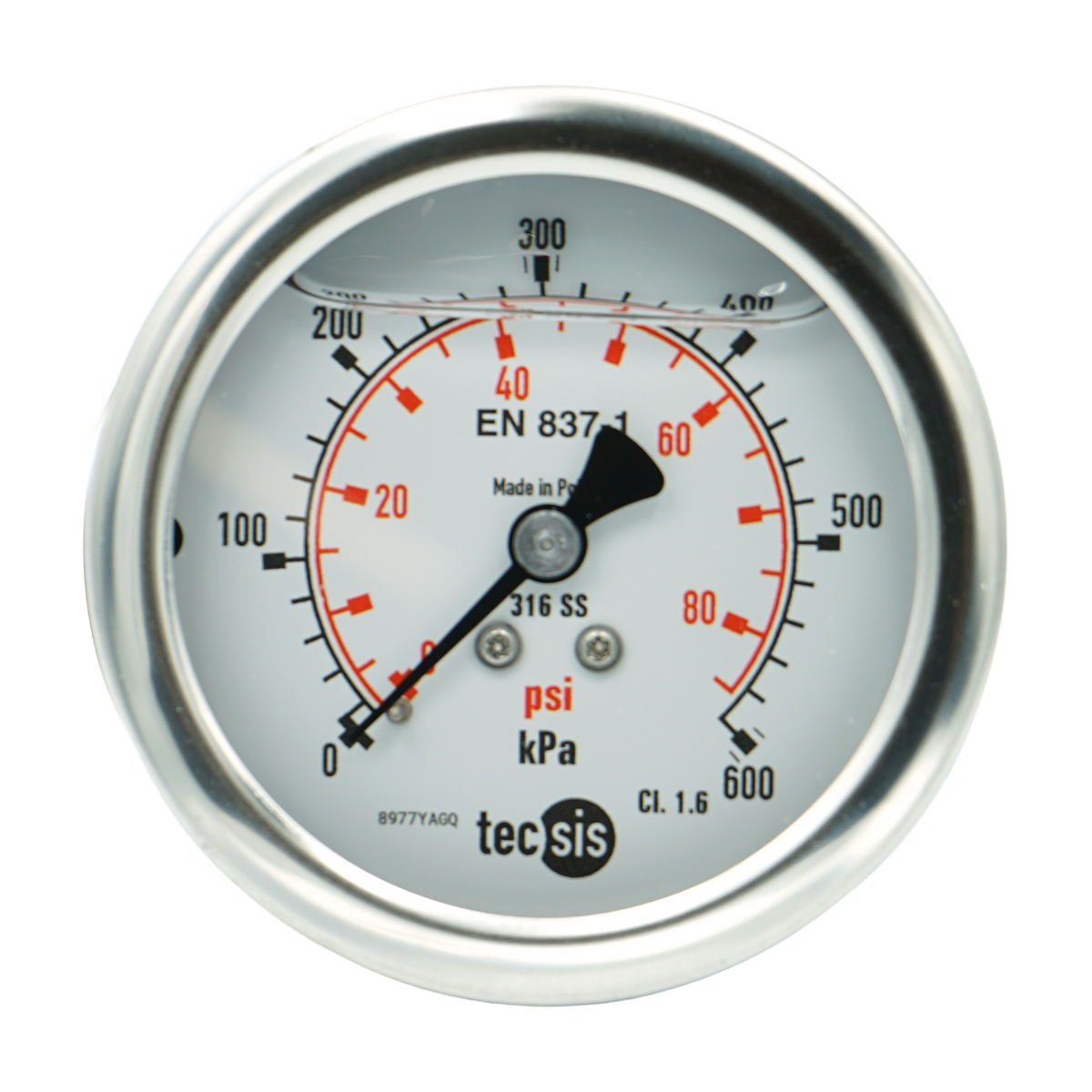 P2033 63mm Rear-Entry Pressure Gauge: All Stainless Steel, 1/4" BSPT
