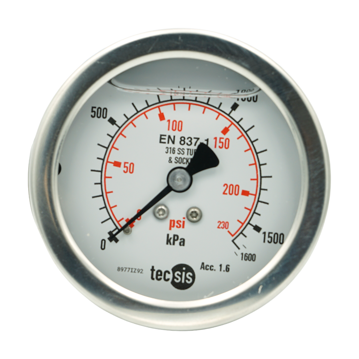 P2033 63mm Rear-Entry Pressure Gauge: All Stainless Steel, 1/4" BSPT