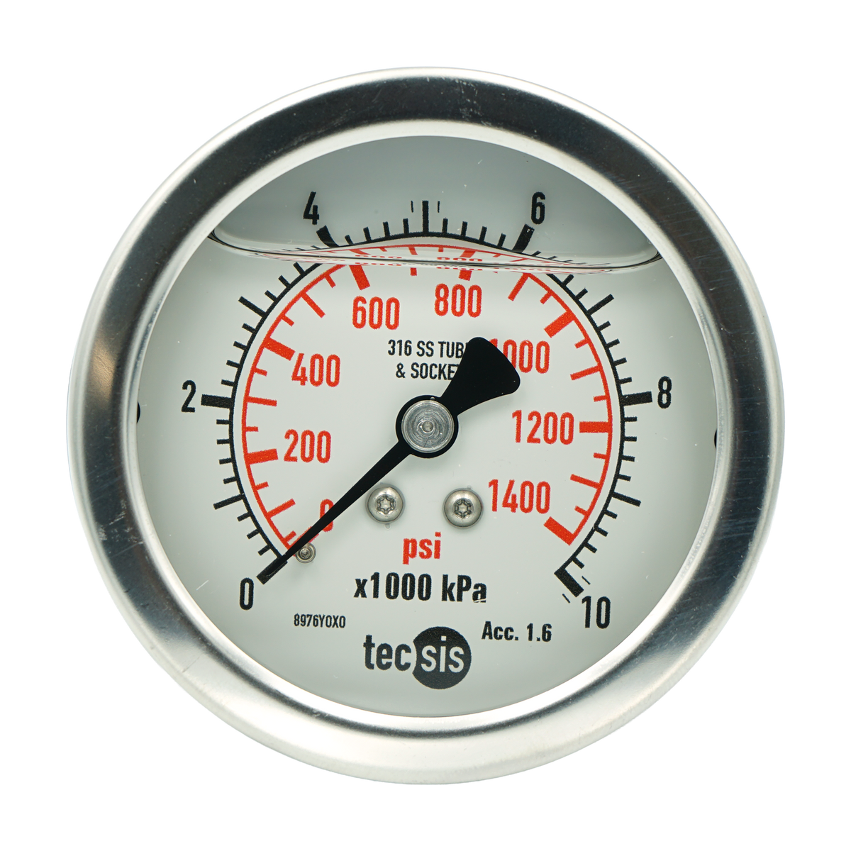 P2033 63mm Rear-Entry Pressure Gauge: All Stainless Steel, 1/4" BSPT