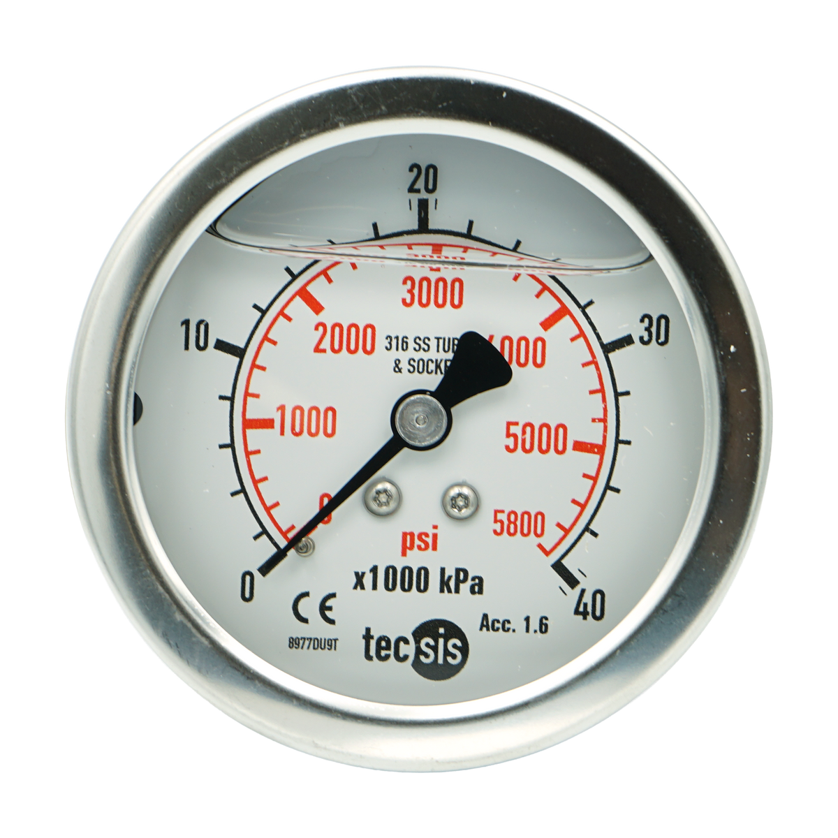 P2033 63mm Rear-Entry Pressure Gauge: All Stainless Steel, 1/4" BSPT