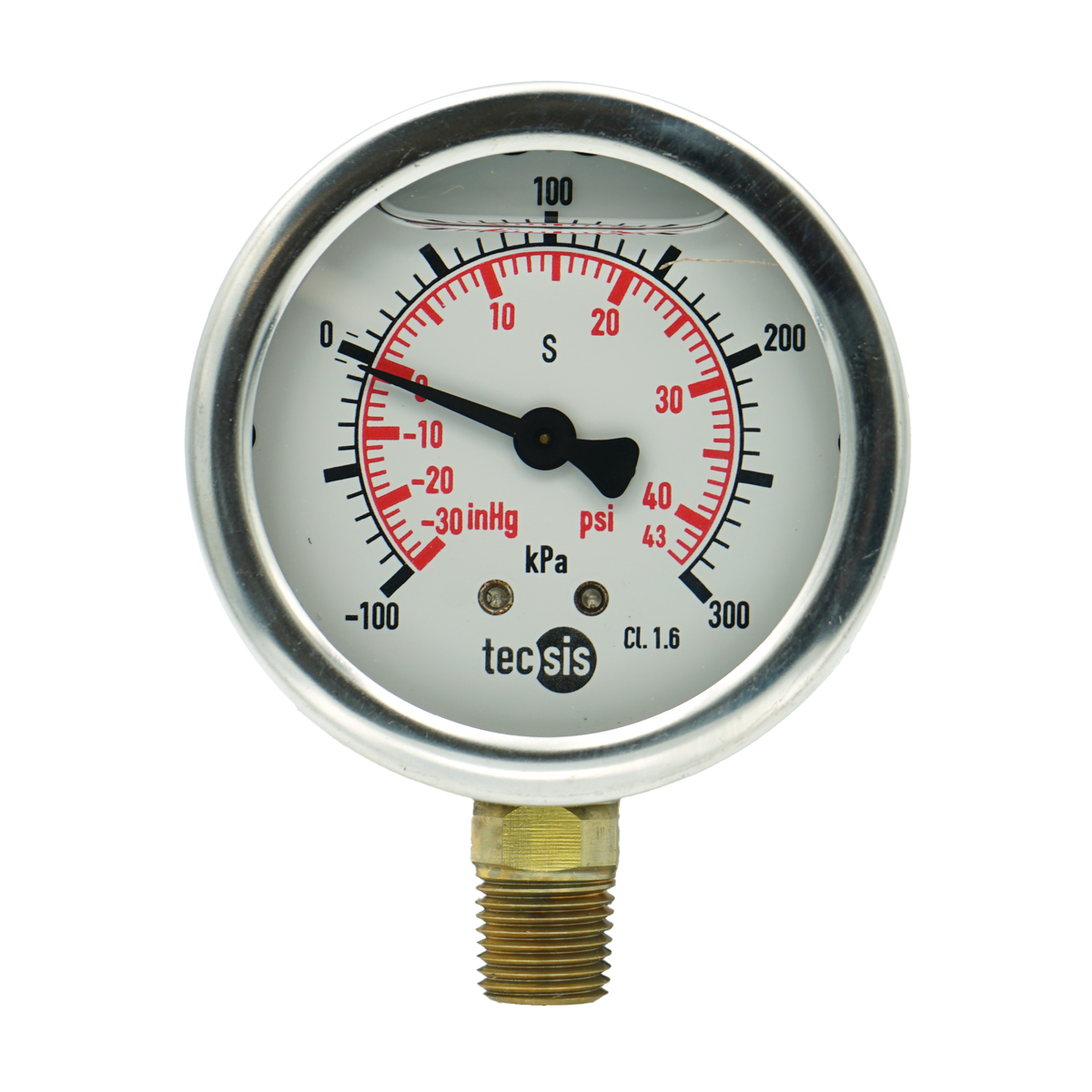 P1454 63mm Bottom-Entry Pressure Gauge: Brass Internals, 1/4" BSPT