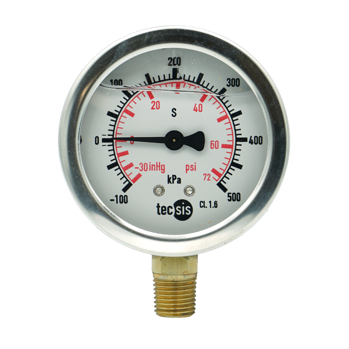 P1454 63mm Bottom-Entry Pressure Gauge: Brass Internals, 1/4" BSPT