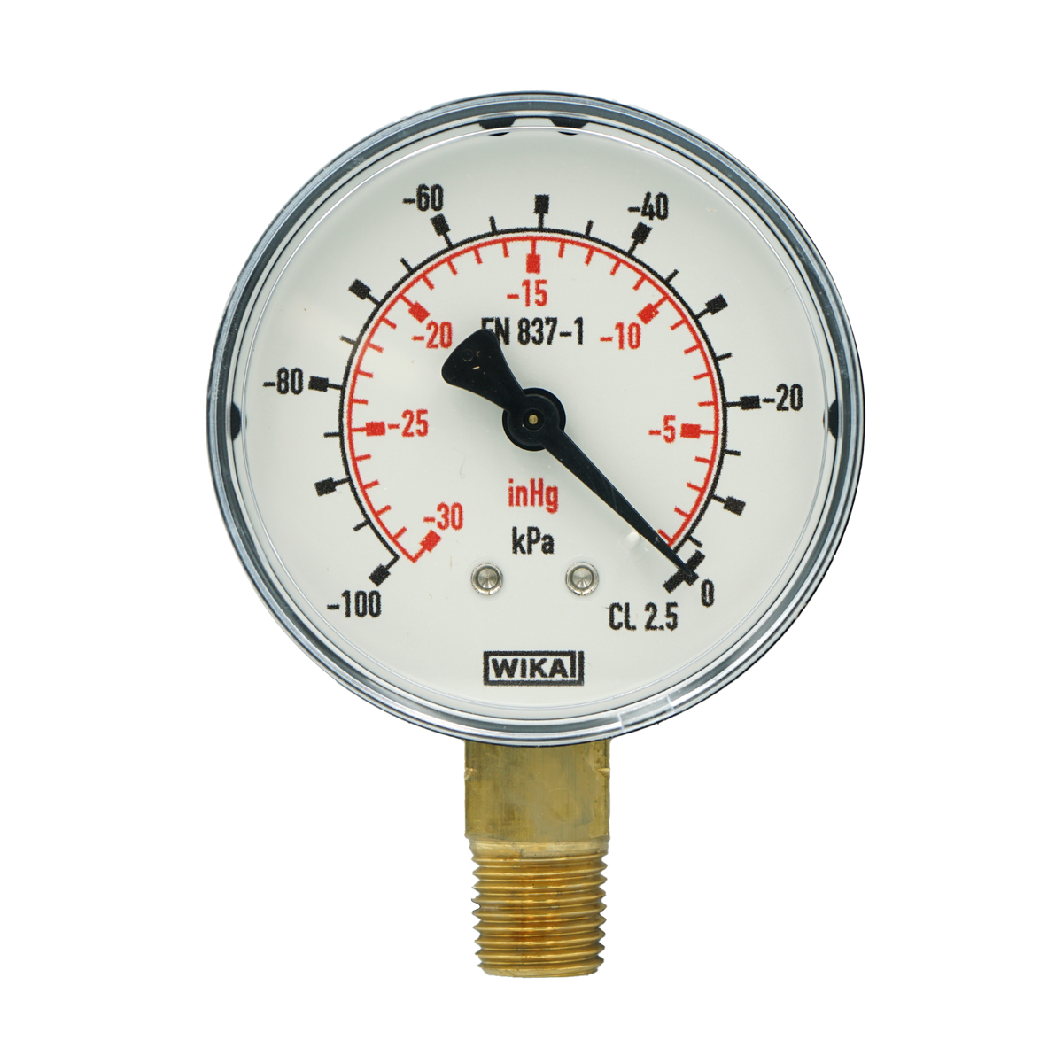 P1430 63mm Bottom-Entry Pressure Gauge: Brass Internals, 1/4" BSPT