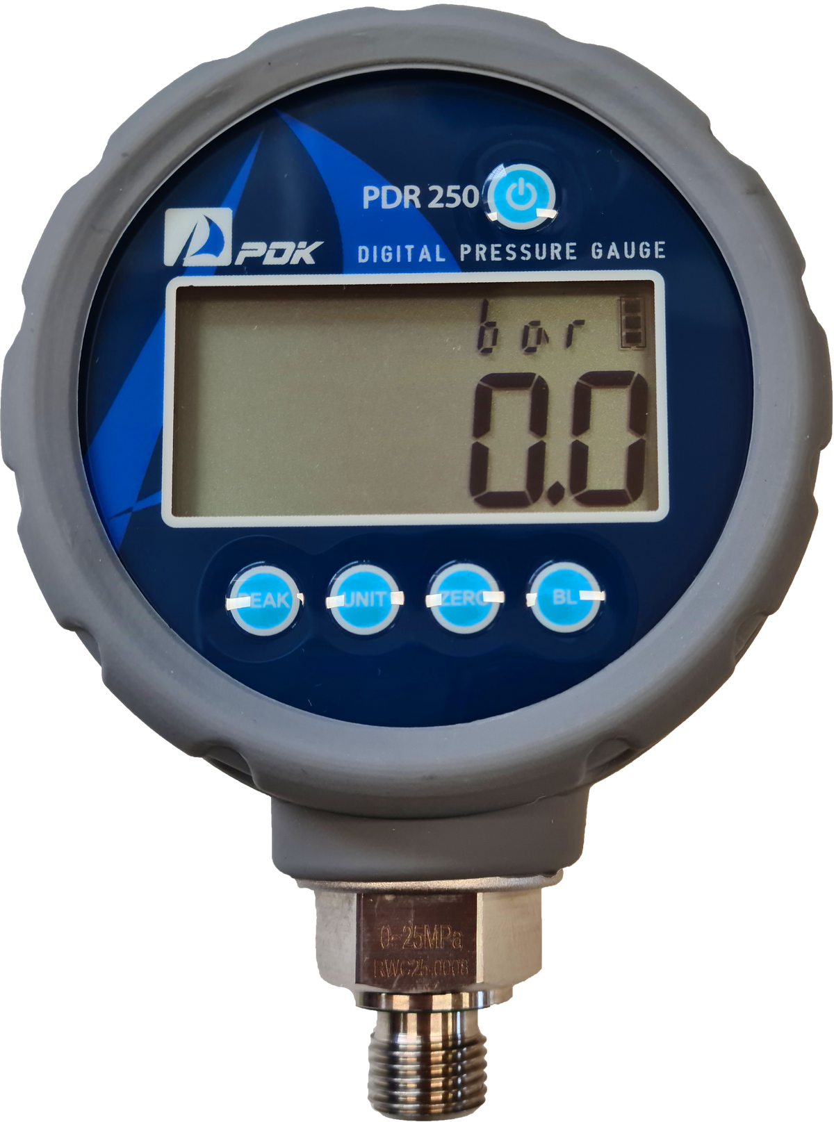 PDK PDR250 Digital Pressure Gauge: 0.25% FS Accuracy, 1/4&quot; BSPP, 80mm Face