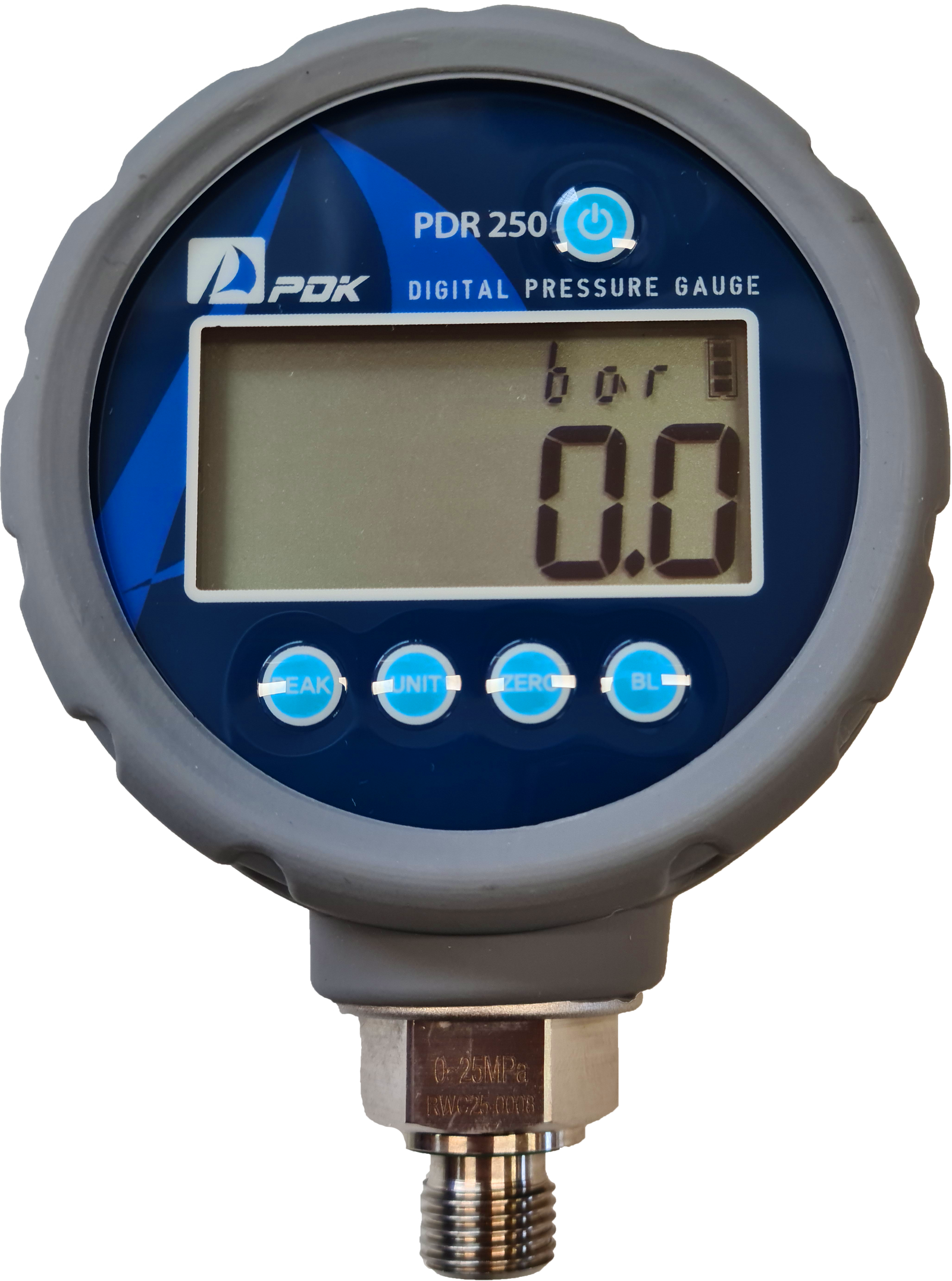 PDK PDR250 Digital Pressure Gauge: 0.25% FS Accuracy, 1/4" BSPP, 80mm Face