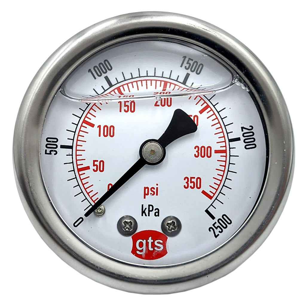 GTS50 50mm Rear-Entry Pressure Gauge: Brass Internals, 1/8" BSPT
