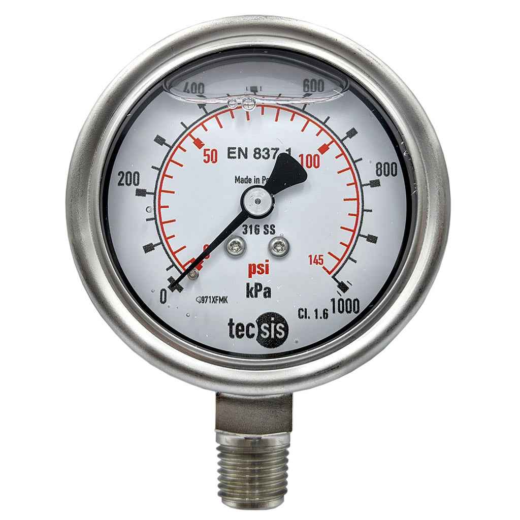 P2032 63mm Bottom-Entry Pressure Gauge: All Stainless Steel, 1/4" BSPT