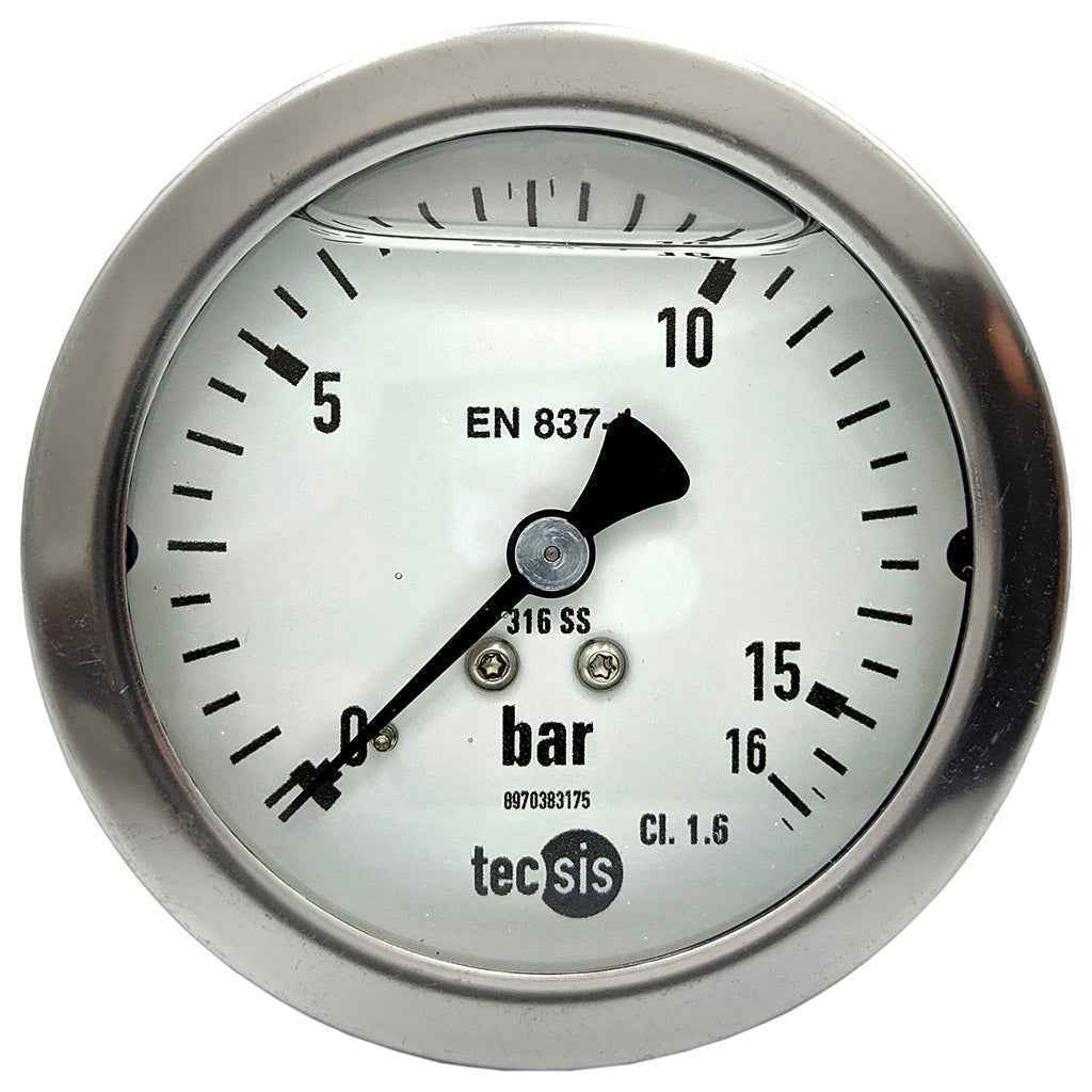 P2033 63mm Rear-Entry Pressure Gauge: All Stainless Steel, 1/4" BSPT, 0 ... 1600 kPa (CLEARANCE) (Copy)