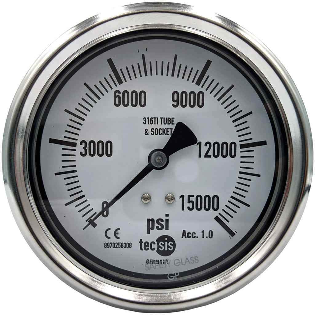 P2329 100mm Rear-Entry Pressure Gauge: All Stainless Steel, 1/2" NPT